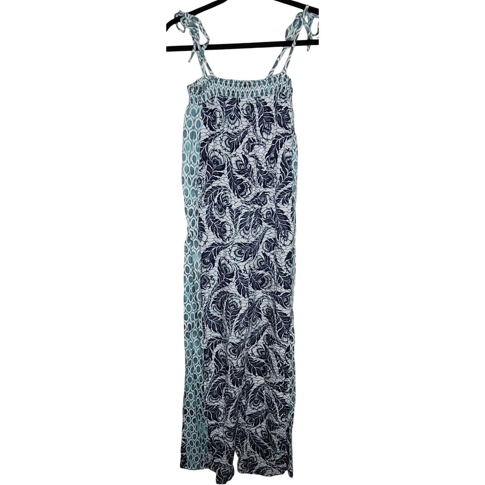 Ann Taylor Loft Beach Strappy‎ Sleeveless Jumpsuit Women's Sz S Blue Floral